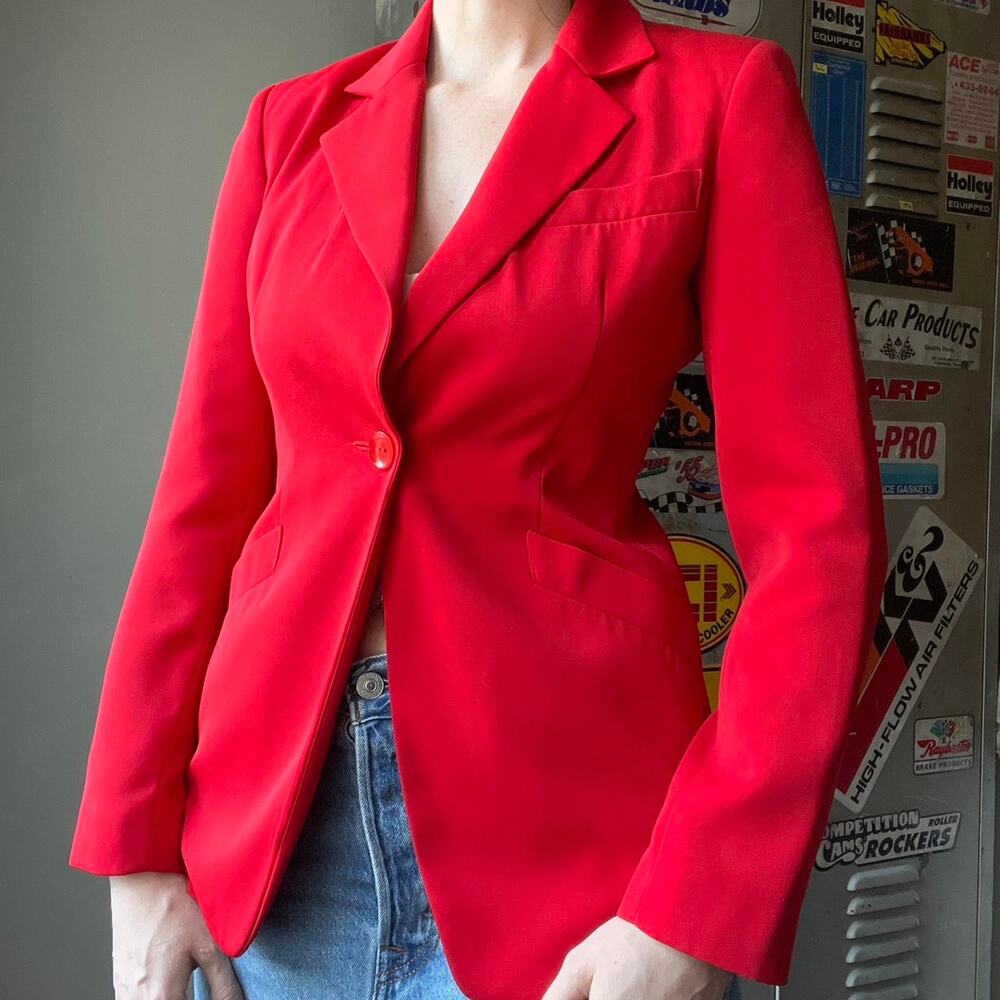 Vintage 90s Harvé Benard Red Power Blazer | Tailored Y2K jacket | Size S